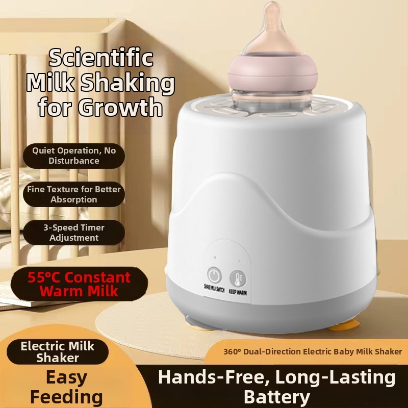 Elektrinis kūdikių pieno plakiklis su 55°C pastovia temperatūra, USB įkrovimas, 3 greičiai maišymui, greitas šildymas