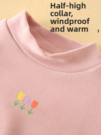 Mergaitėms žieminis marškinėliai su apvaliu kaklu, Lyocell 50,6%, 330 g/m² pluošto, švelnus apdorojimas, tinkamas vaikams virš 140 cm