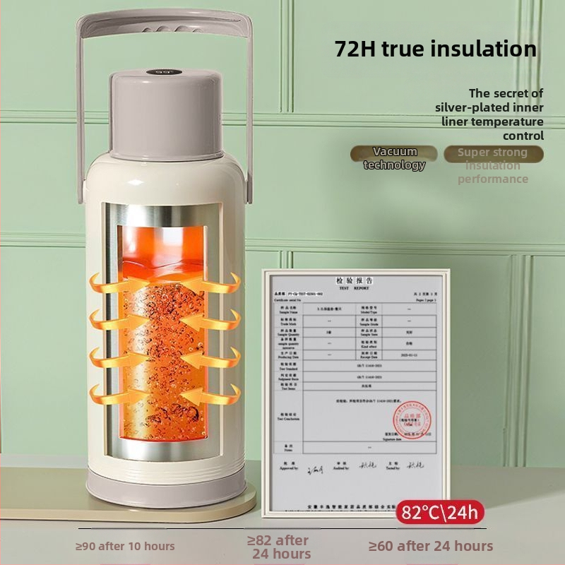 Termoss ar stikla iekšējo korpusu, liels tilpums, 12–24 stundu izolācija, premium Xinmeiya PP+stikla iekšējā daļa