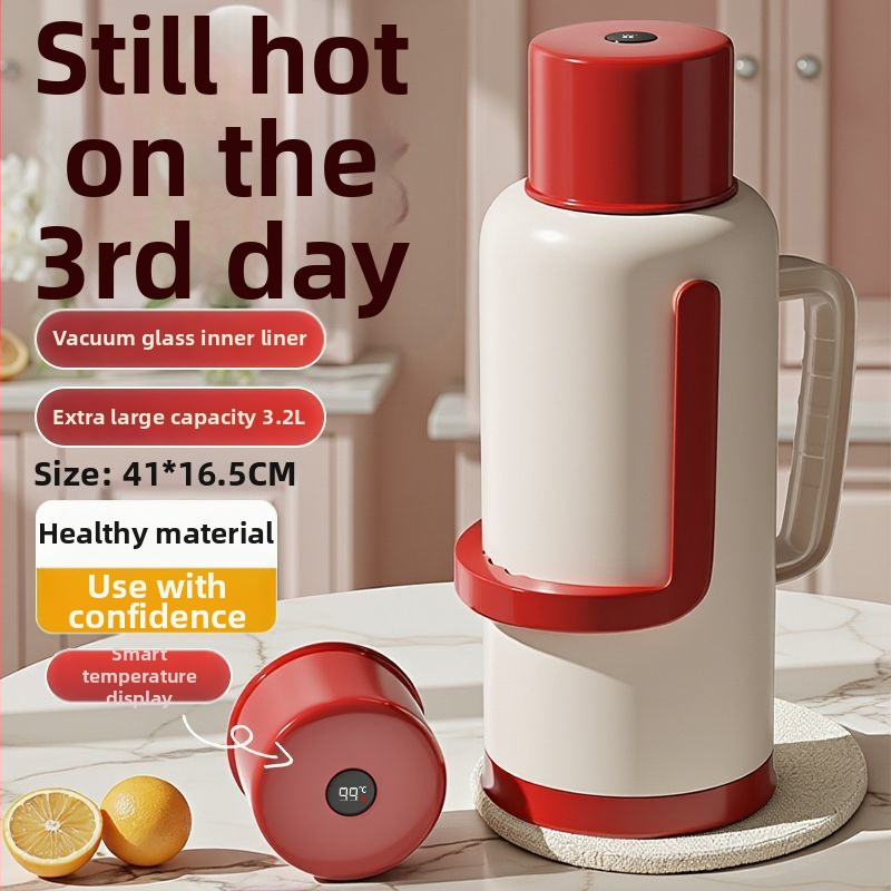 Termosas su stiklo įdėklu, didelė talpa, 12–24 val. izoliacija, premium Xinmeiya PP+stiklo vidus