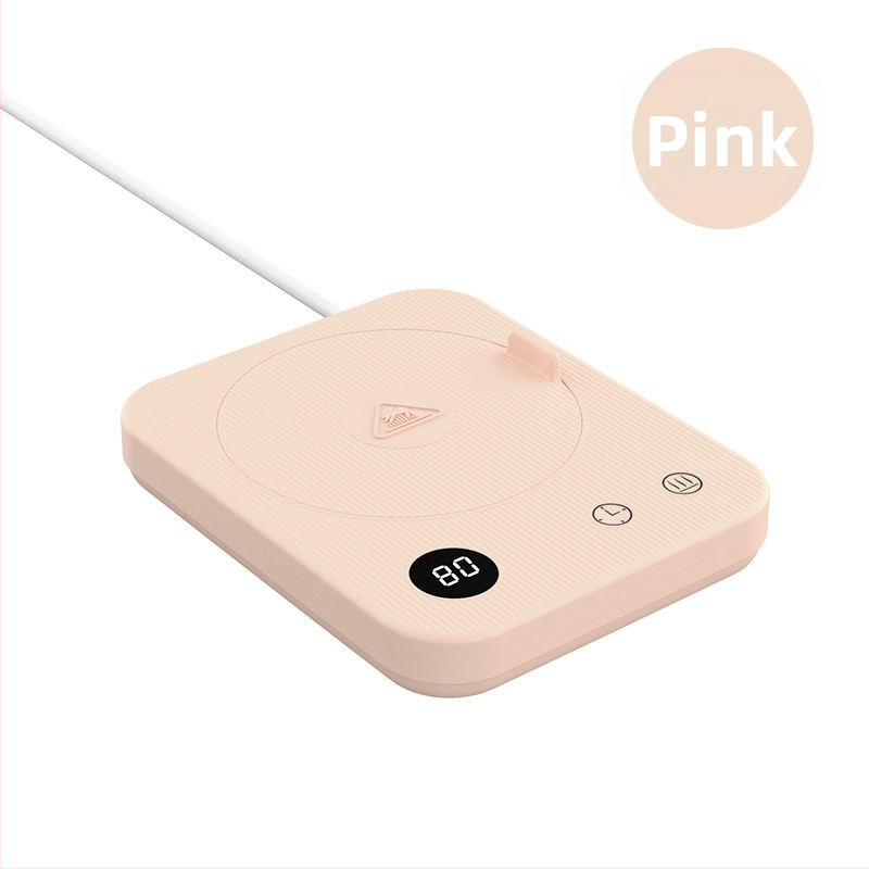 Kavos puodelio šildymo padėklas su 4 temperatūros režimais iki 80°C, prisilietimo valdymas, kintamosios srovės maitinimas, automatinis išjungimas