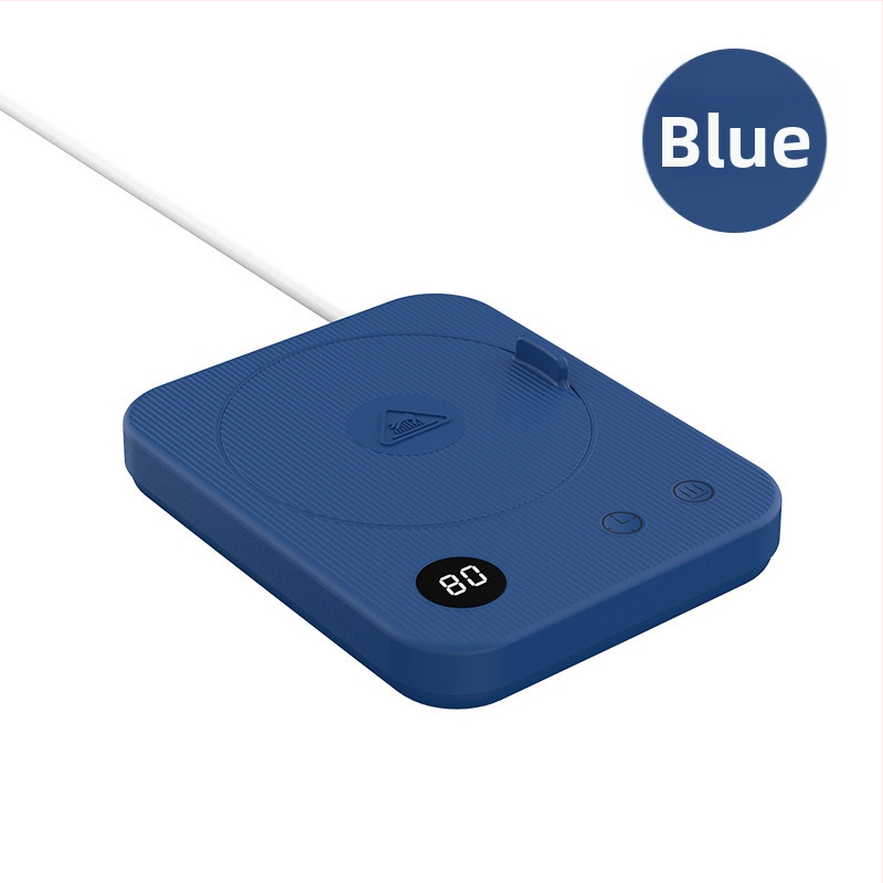 Kavos puodelio šildymo padėklas su 4 temperatūros režimais iki 80°C, prisilietimo valdymas, kintamosios srovės maitinimas, automatinis išjungimas