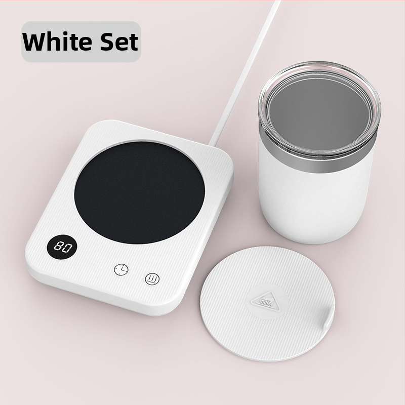 Kavos puodelio šildymo padėklas su 4 temperatūros režimais iki 80°C, prisilietimo valdymas, kintamosios srovės maitinimas, automatinis išjungimas