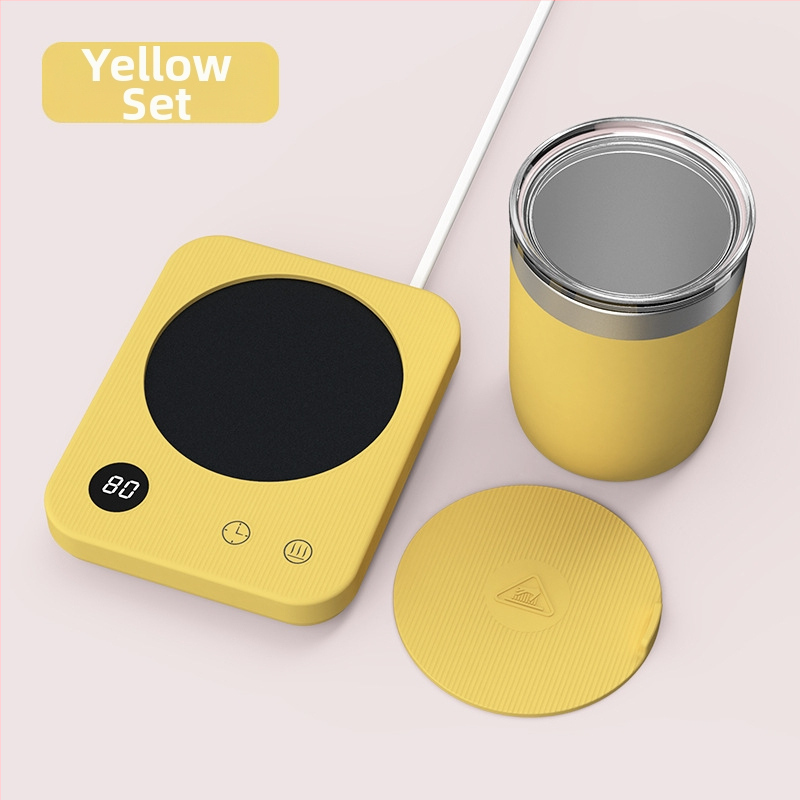 Kavos puodelio šildymo padėklas su 4 temperatūros režimais iki 80°C, prisilietimo valdymas, kintamosios srovės maitinimas, automatinis išjungimas