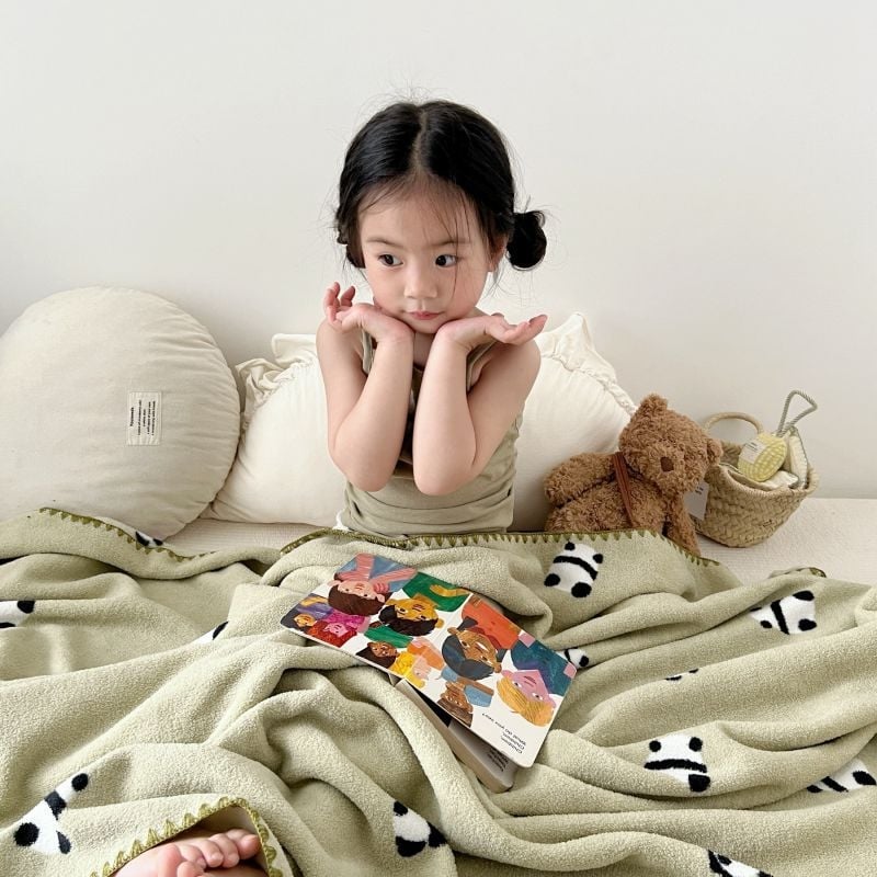 Kūdikių pledas iš fleece keturiems metų laikams, pavasaris ir ruduo, koralinis flisas audinys, animacinis raštas, 500 g