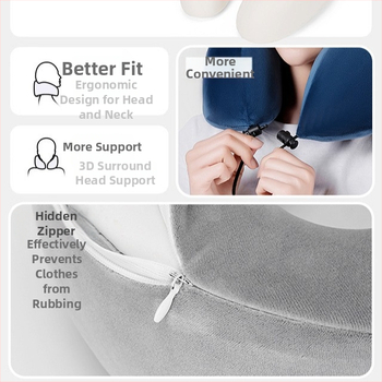 U formos kaklo pagalvė kelionėms su memory foam užpildais, universalus prisitaikymas, prekės ženklas Sincere and Warm, svoris iki 0,5 kg