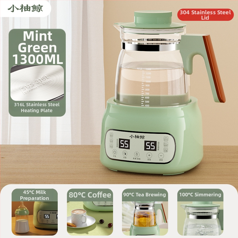 Stiklinis elektrinis puodukas kūdikių pienui – termostatinė kontrolė, lietimui jautrus valdymas, visiškai automatinis pieno šildymas su ekranu ir palaikymo šilumos funkcija