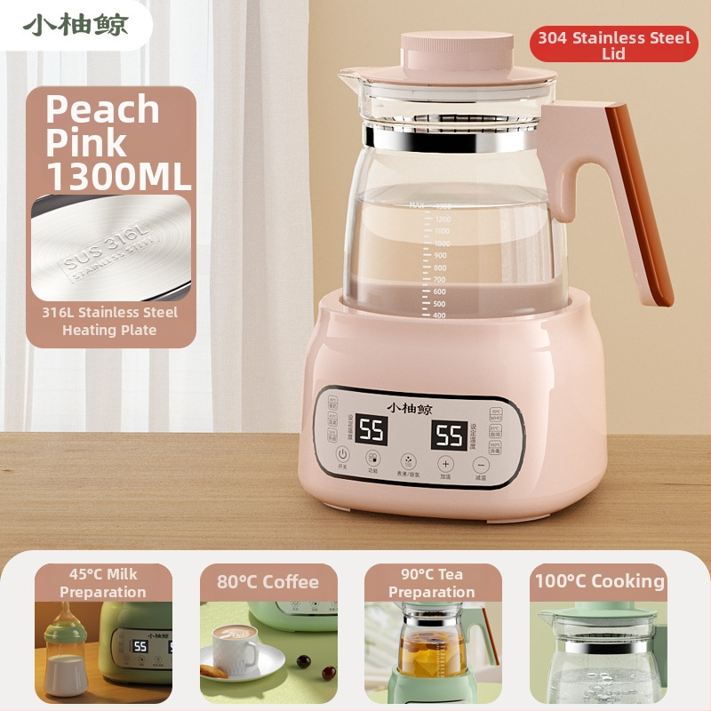 Stiklinis elektrinis puodukas kūdikių pienui – termostatinė kontrolė, lietimui jautrus valdymas, visiškai automatinis pieno šildymas su ekranu ir palaikymo šilumos funkcija