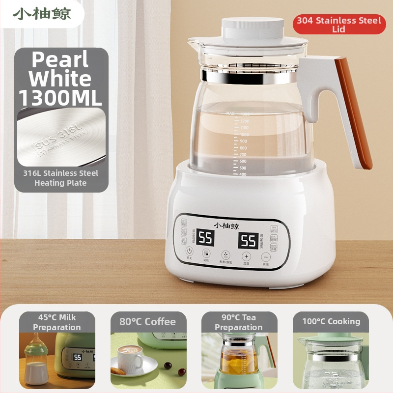 Stiklinis elektrinis puodukas kūdikių pienui – termostatinė kontrolė, lietimui jautrus valdymas, visiškai automatinis pieno šildymas su ekranu ir palaikymo šilumos funkcija