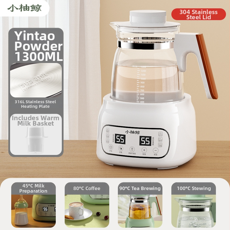 Stiklinis elektrinis puodukas kūdikių pienui – termostatinė kontrolė, lietimui jautrus valdymas, visiškai automatinis pieno šildymas su ekranu ir palaikymo šilumos funkcija