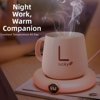 Išmanus puodelio šildymo padėkliukas su plastine apdaila, USB maitinimas, mechaninis valdymas, be automatinio išjungimo, tinkamas biurui ir namams.