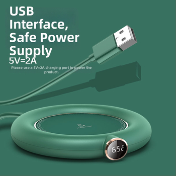 Išmanus puodelio šildymo padėkliukas su plastine apdaila, USB maitinimas, mechaninis valdymas, be automatinio išjungimo, tinkamas biurui ir namams.