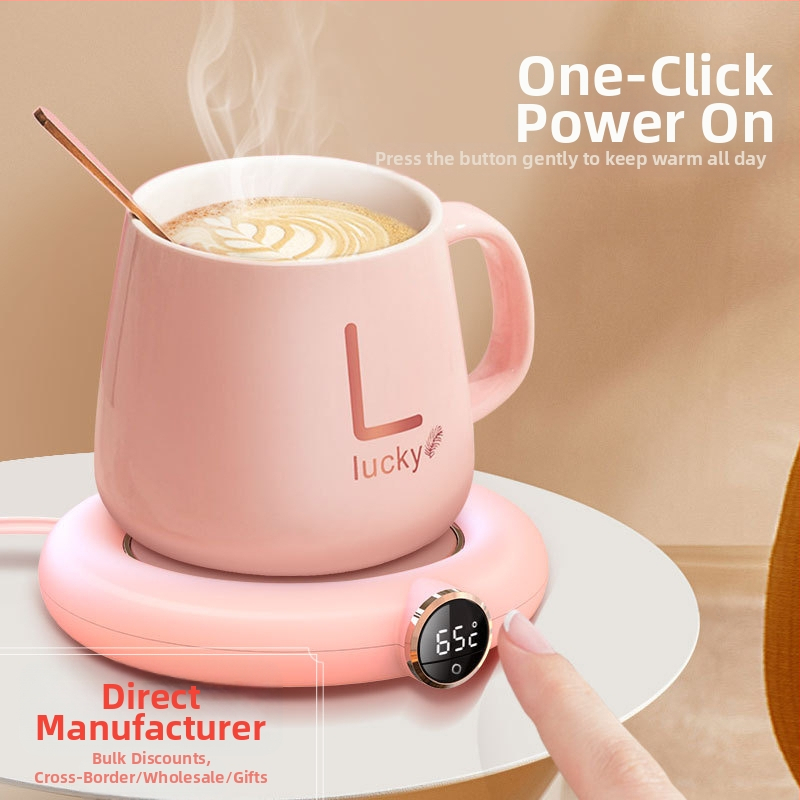 Išmanus puodelio šildymo padėkliukas su plastine apdaila, USB maitinimas, mechaninis valdymas, be automatinio išjungimo, tinkamas biurui ir namams.