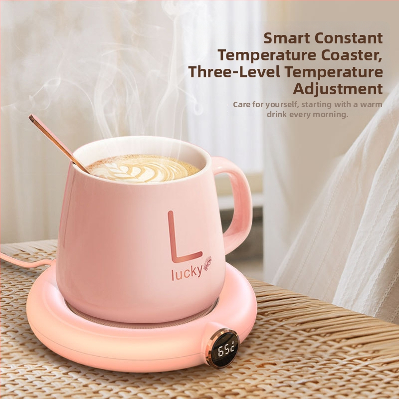 Išmanus puodelio šildymo padėkliukas su plastine apdaila, USB maitinimas, mechaninis valdymas, be automatinio išjungimo, tinkamas biurui ir namams.