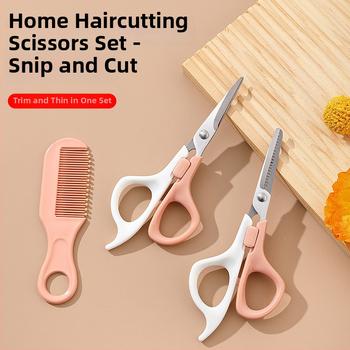 Vaikų plaukų kirpimo rinkinys: plokščios žirklės, retinimo žirklės su 20 dantų ir šukos; retinimas 15-25