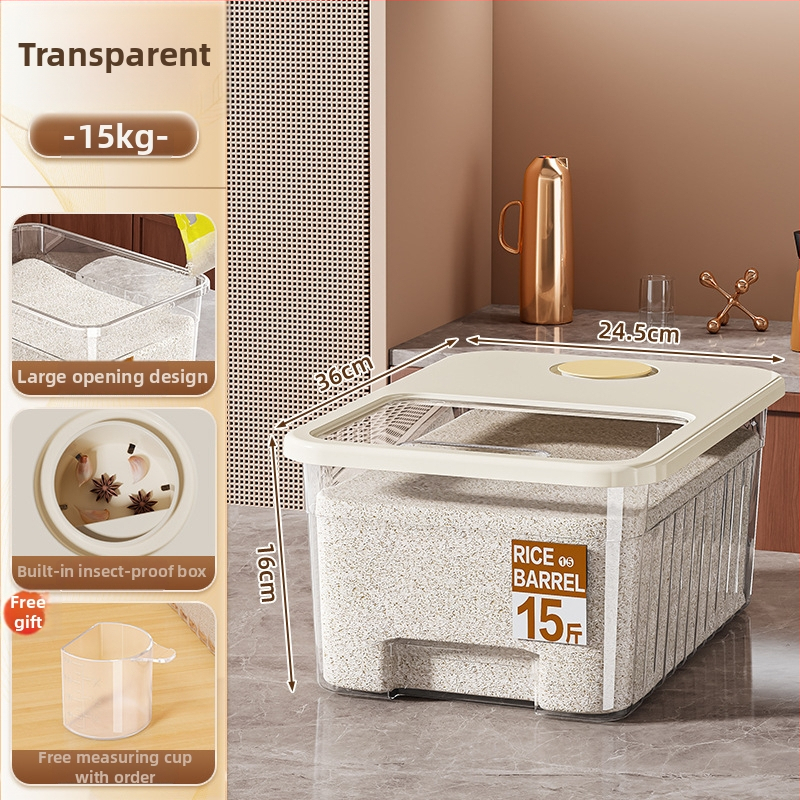 Riisihoiukast suletud, niiskuskindla ja putukakaitsega disainiga; maht 10 l; PP plastik; bränd Star Saint; logotüübi trükkimine võimalik; kuupäeva registreerimine