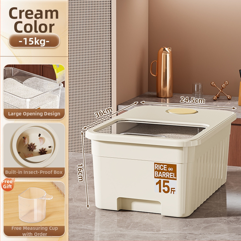 Riisihoiukast suletud, niiskuskindla ja putukakaitsega disainiga; maht 10 l; PP plastik; bränd Star Saint; logotüübi trükkimine võimalik; kuupäeva registreerimine