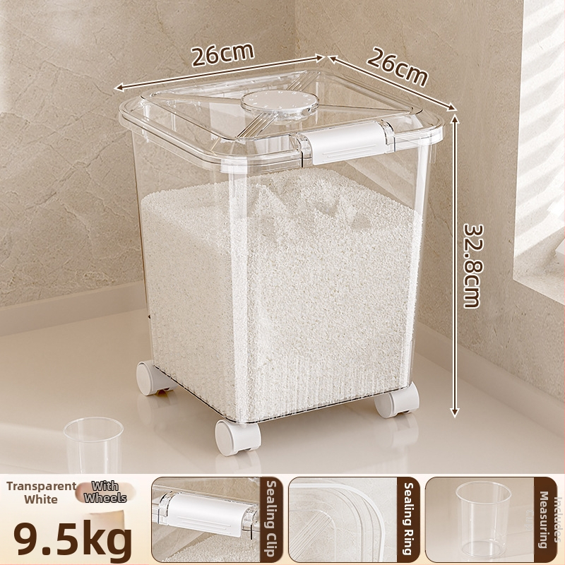 Ryžių sandėliavimo kibiras, atsparus drėgmei ir kenkėjams (PP plastikas, talpa 10L+, Mabalo/maibaolong)