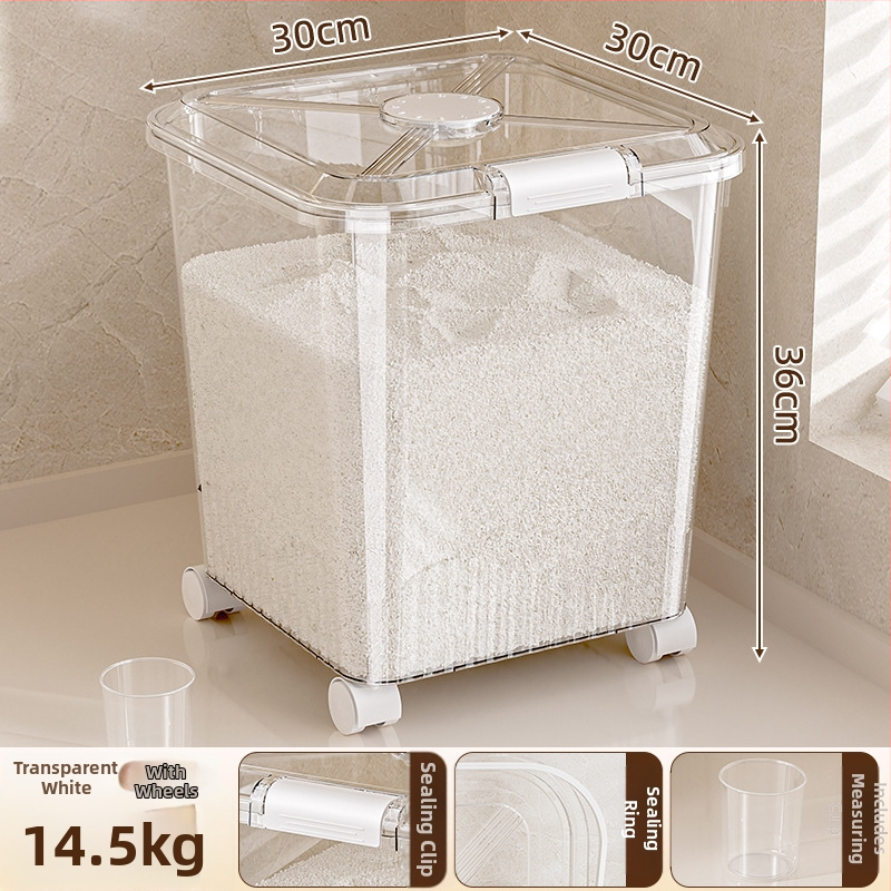 Ryžių sandėliavimo kibiras, atsparus drėgmei ir kenkėjams (PP plastikas, talpa 10L+, Mabalo/maibaolong)