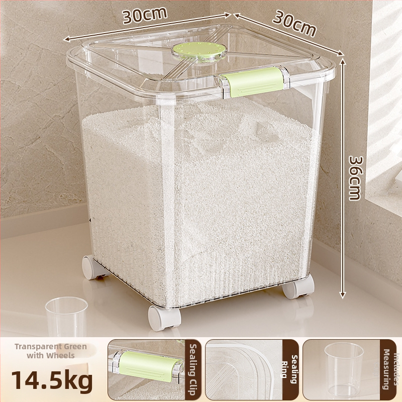 Ryžių sandėliavimo kibiras, atsparus drėgmei ir kenkėjams (PP plastikas, talpa 10L+, Mabalo/maibaolong)