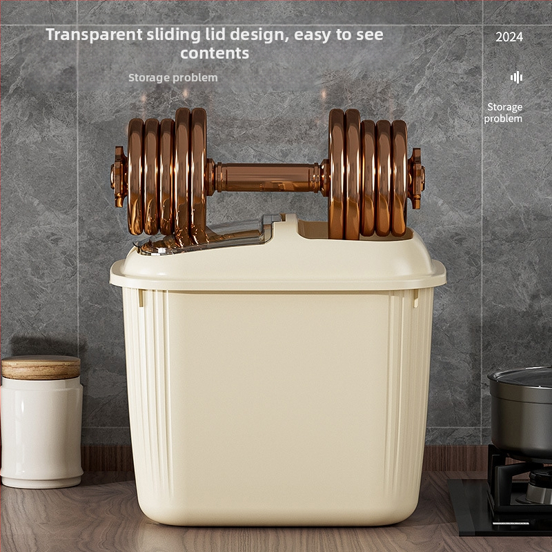 Ryžių laikymo kibiras su atveriamu dangčiu, atsparus drėgmei ir kenkėjams, PP medžiaga, talpa daugiau nei 10 L, logotipo pritaikymas