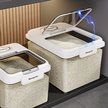 Кутия за ориз за съхранение, запечатана, влагозащитена и против насекоми, PP пластмаса, хранително качество