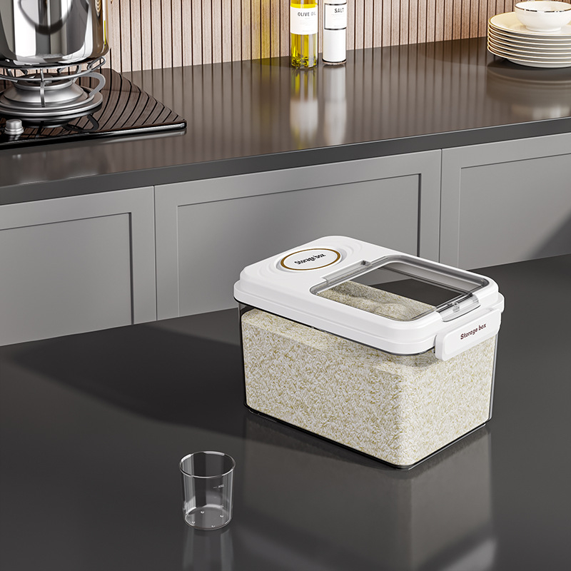 Кутия за ориз за съхранение, запечатана, влагозащитена и против насекоми, PP пластмаса, хранително качество