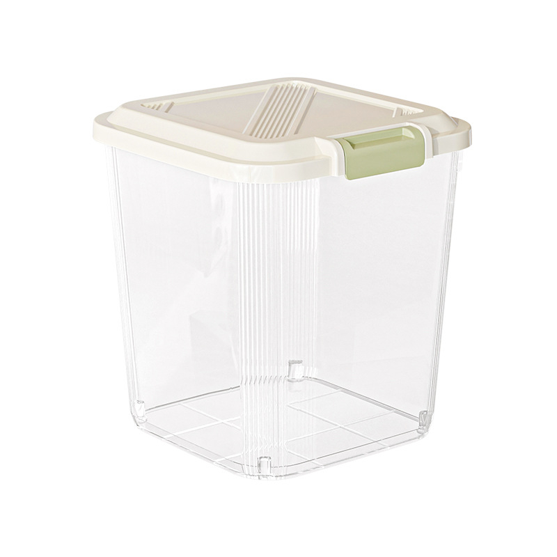 Кутия за съхранение на ориз с уплътнение, устойчива на влага и защита срещу насекоми; пластмаса (PP); капацитет 10 л и повече; възможност за печат на лого.