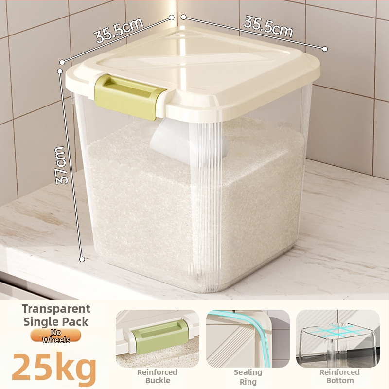 Riisihoidla kast; tihendatud, niiskuskindel ja putukavastane; plastik (PP); maht 10 l või rohkem; logotipi trükkimine on võimalik.