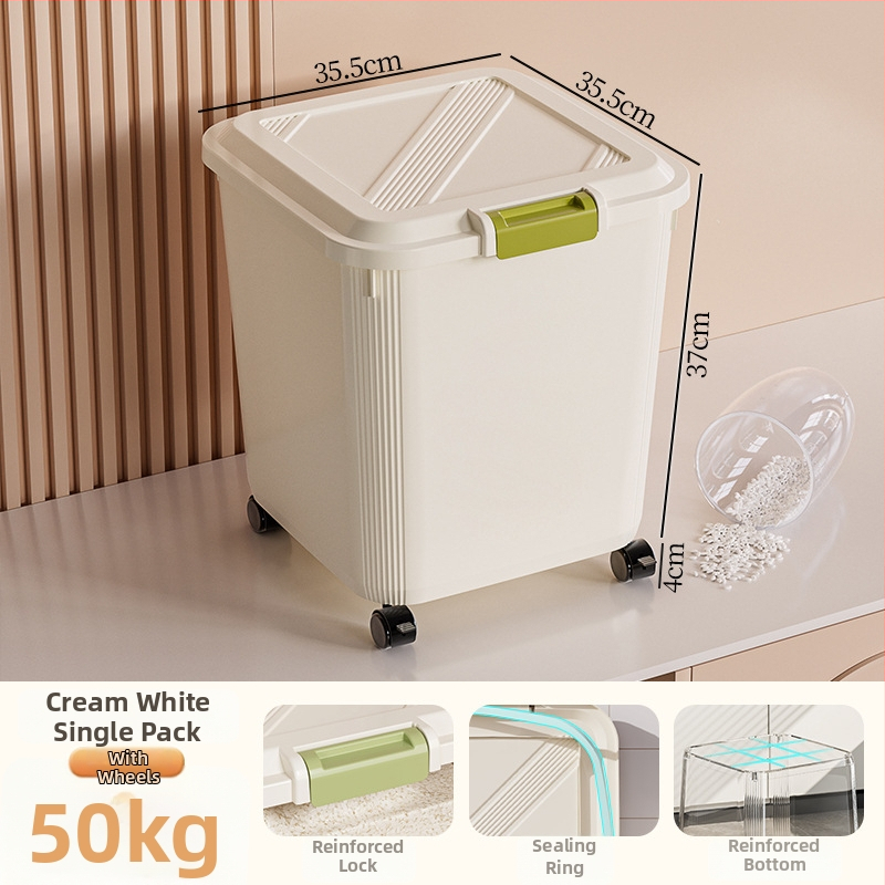 Riisihoidla kast; tihendatud, niiskuskindel ja putukavastane; plastik (PP); maht 10 l või rohkem; logotipi trükkimine on võimalik.