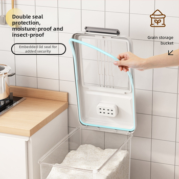 Riisihoidik kaanega; toidukvaliteediga PP-plastikust; suletud, niiskuskindel ja putukaitse; Mu Ming