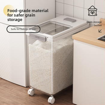 Riisihoidik kaanega; toidukvaliteediga PP-plastikust; suletud, niiskuskindel ja putukaitse; Mu Ming