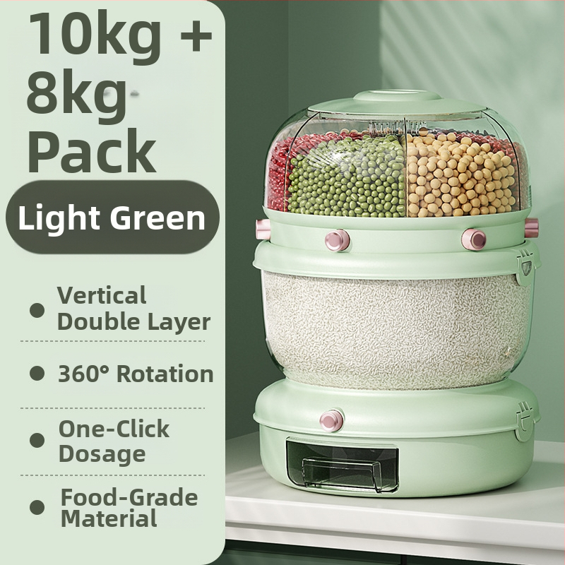 Pöörlev Teravilja Ladu Karp Plast, Kahekihiline Disain, 5–6 L, Suletud, Niiskusest ja Putukavastane, PP Plastik