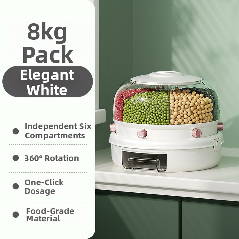 Pöörlev Teravilja Ladu Karp Plast, Kahekihiline Disain, 5–6 L, Suletud, Niiskusest ja Putukavastane, PP Plastik