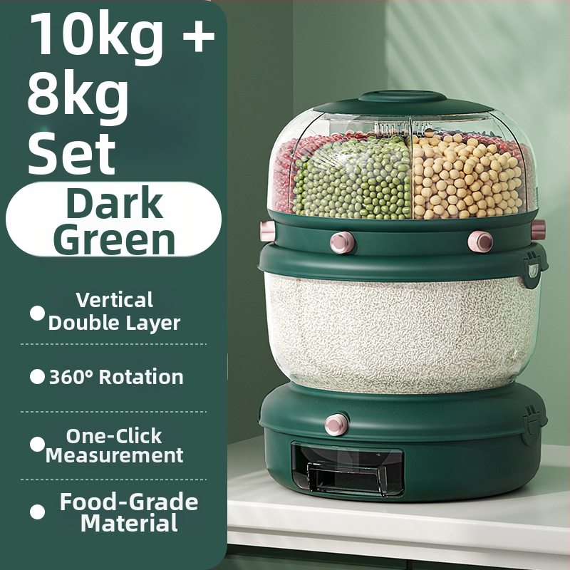 Pöörlev Teravilja Ladu Karp Plast, Kahekihiline Disain, 5–6 L, Suletud, Niiskusest ja Putukavastane, PP Plastik