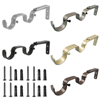 Аксесоари за завеси - Регулируема двойна скоба за завесен прът, модел 04-700-0041/42/43/44/45, изработено от желязо, включен винтов пакет.