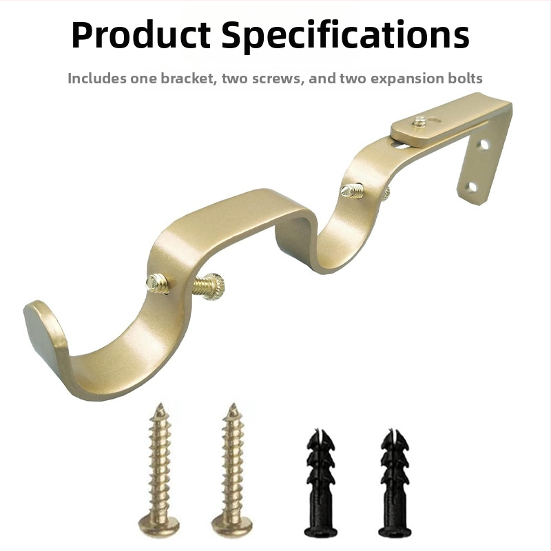 Užuolaidų priedai - reguliuojamas dvigubas laikiklis užuolaidų stiebui, modelis 04-700-0041/42/43/44/45, Geležis, Įtrauktas varžtų rinkinys