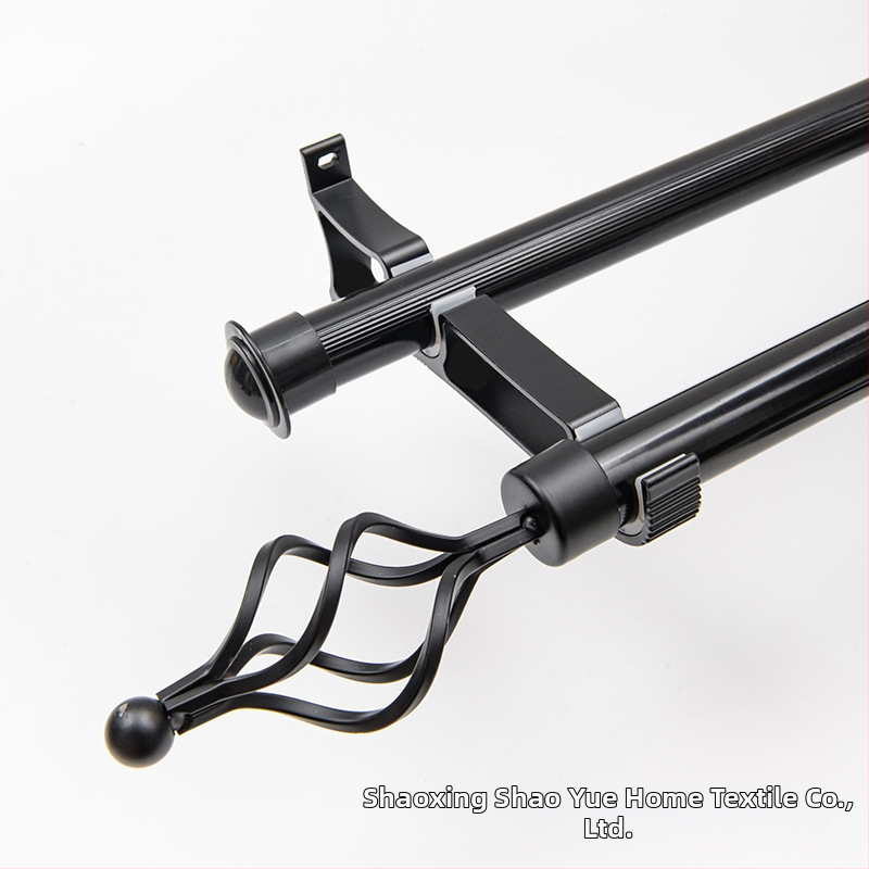 Užuolaidų strypų komplektas su Romos strypu, viengubo ir dvejopo strypo, aliuminio laikikliai, šiuolaikinis minimalistinis stilius, pritaikomas