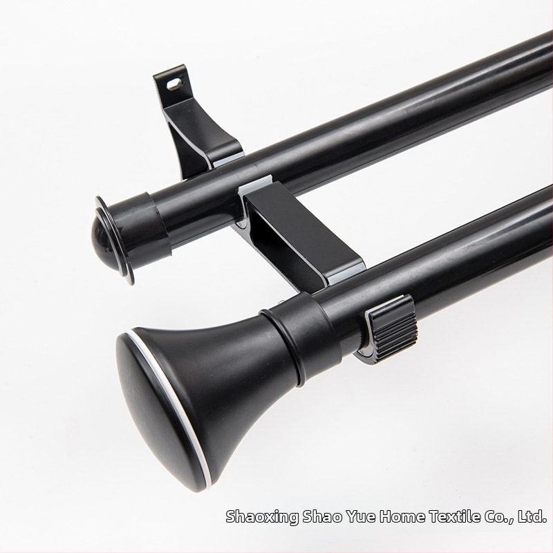 Užuolaidų strypų komplektas su Romos strypu, viengubo ir dvejopo strypo, aliuminio laikikliai, šiuolaikinis minimalistinis stilius, pritaikomas