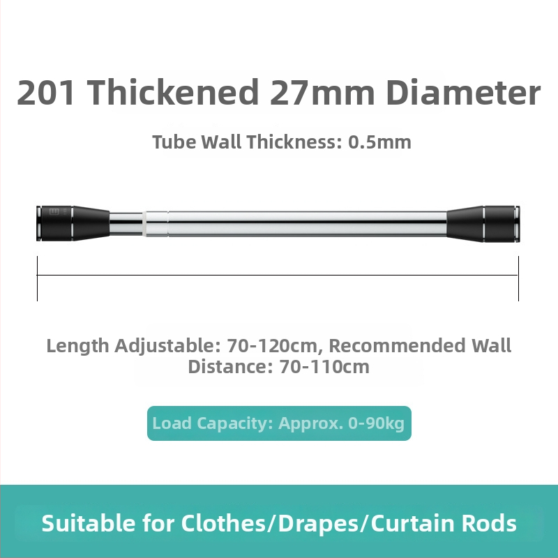 Epai nerūdijančio plieno teleskopinė lazda skalbiniams džiovinti balkone — modernus minimalizmas, pristatytas 2020 m.