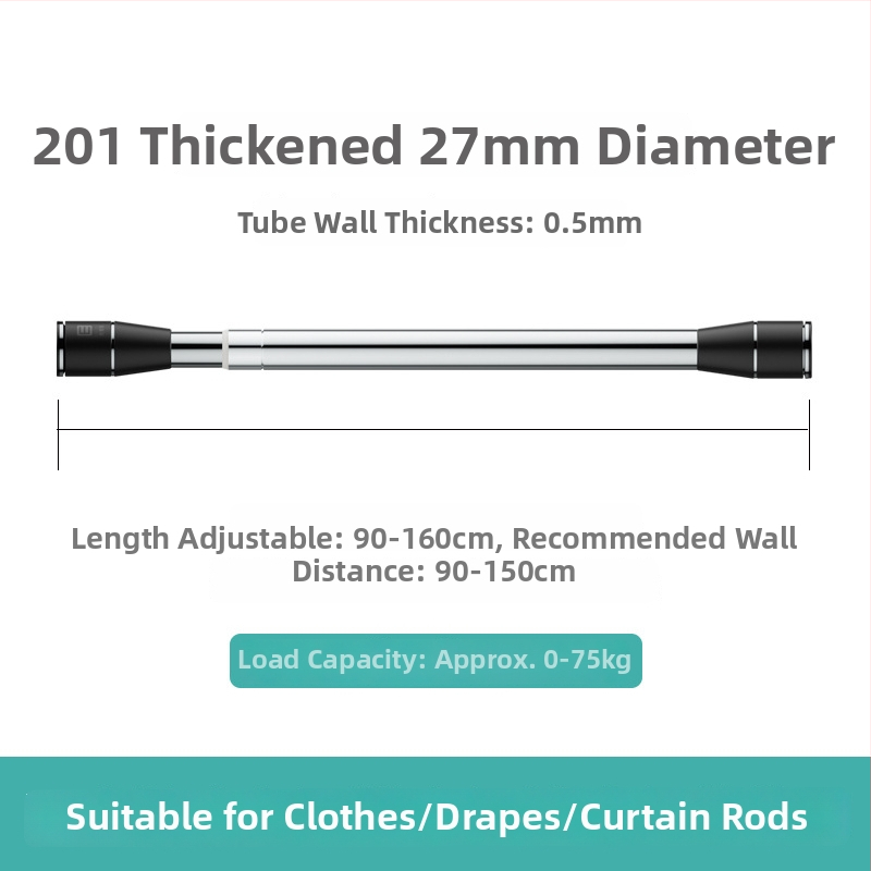 Epai nerūdijančio plieno teleskopinė lazda skalbiniams džiovinti balkone — modernus minimalizmas, pristatytas 2020 m.