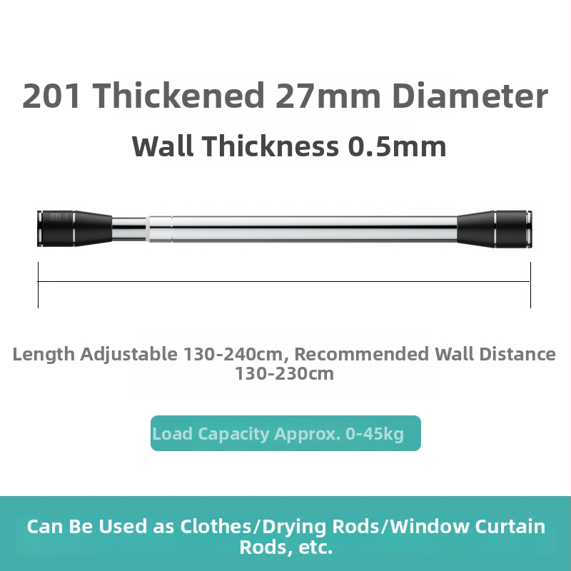 Epai nerūdijančio plieno teleskopinė lazda skalbiniams džiovinti balkone — modernus minimalizmas, pristatytas 2020 m.