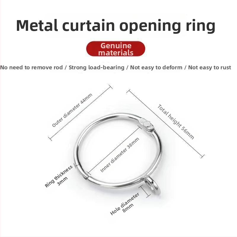 Metalo užuolaidų žiedas – apvalus kilpos žiedas rominei strypo laikikliui, šiuolaikiškas minimalistinis stilius, pritaikomas.