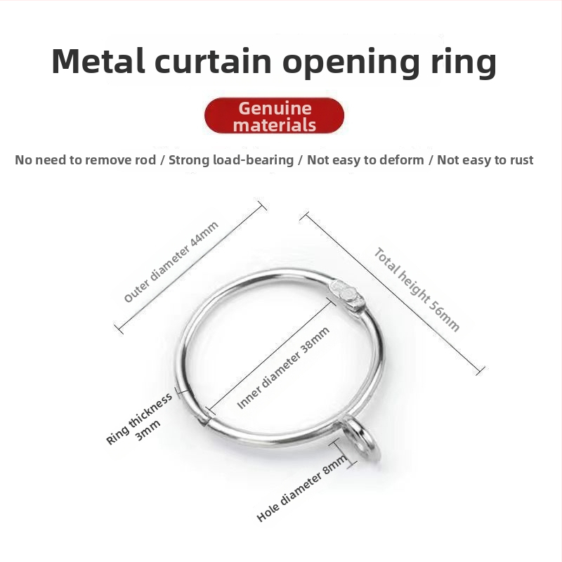 Metalo užuolaidų žiedas – apvalus kilpos žiedas rominei strypo laikikliui, šiuolaikiškas minimalistinis stilius, pritaikomas.