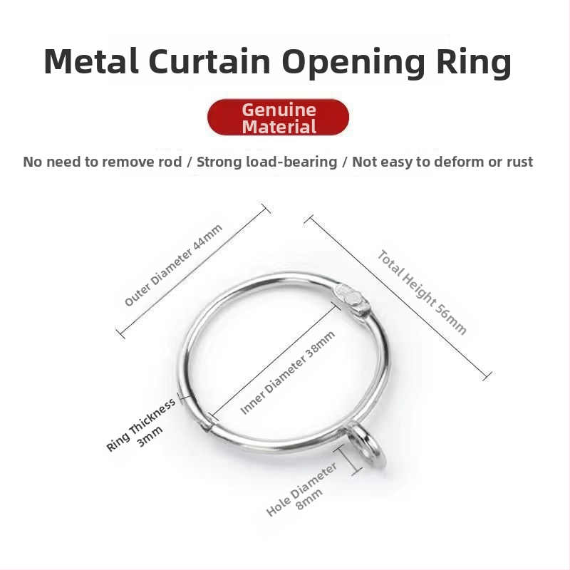 Metalo užuolaidų žiedas – apvalus kilpos žiedas rominei strypo laikikliui, šiuolaikiškas minimalistinis stilius, pritaikomas.