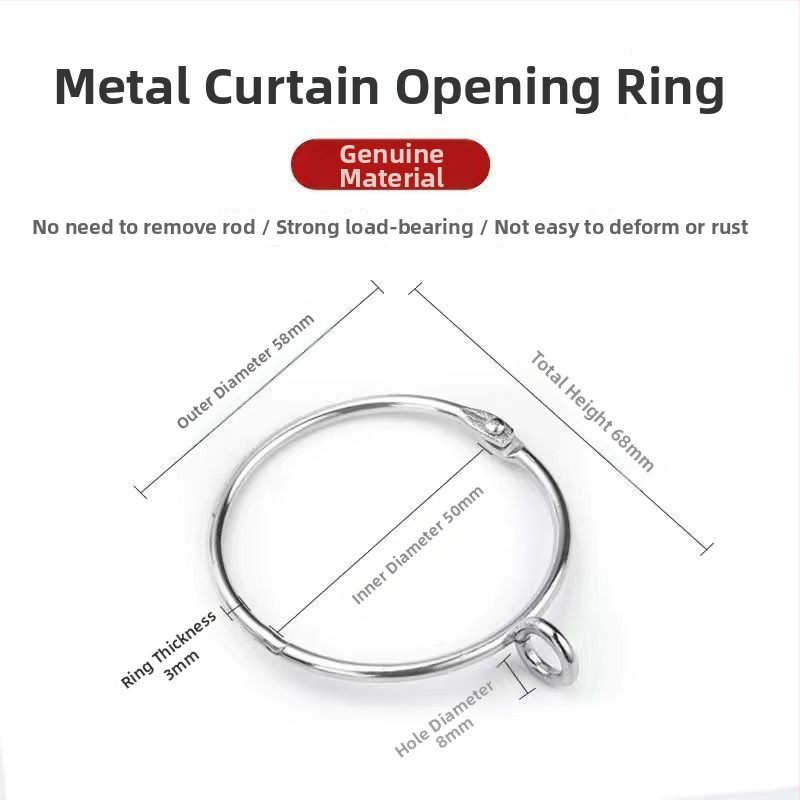 Metalo užuolaidų žiedas – apvalus kilpos žiedas rominei strypo laikikliui, šiuolaikiškas minimalistinis stilius, pritaikomas.