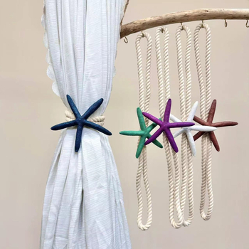 Aizkaru aukla ar jūraszvaigzni, austs dekoratīvs šņor, Vidusjūras stilā, kokvilna un lina
