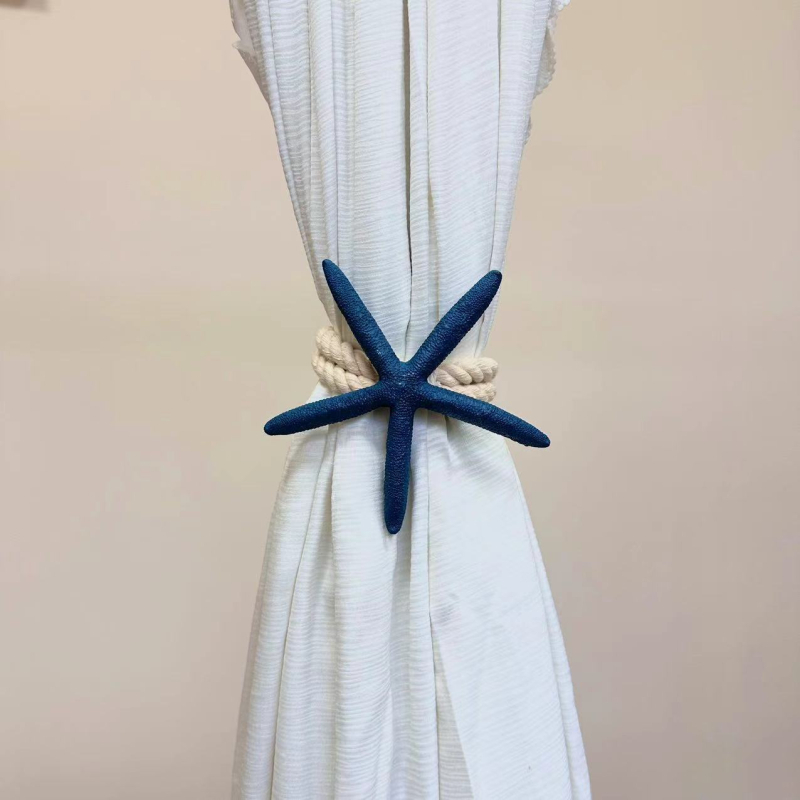 Aizkaru aukla ar jūraszvaigzni, austs dekoratīvs šņor, Vidusjūras stilā, kokvilna un lina