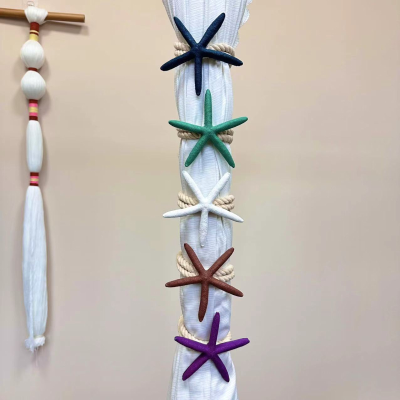 Aizkaru aukla ar jūraszvaigzni, austs dekoratīvs šņor, Vidusjūras stilā, kokvilna un lina