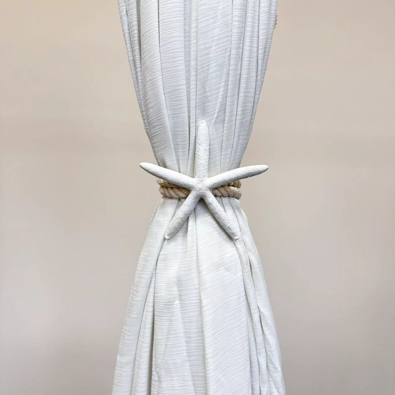 Aizkaru aukla ar jūraszvaigzni, austs dekoratīvs šņor, Vidusjūras stilā, kokvilna un lina